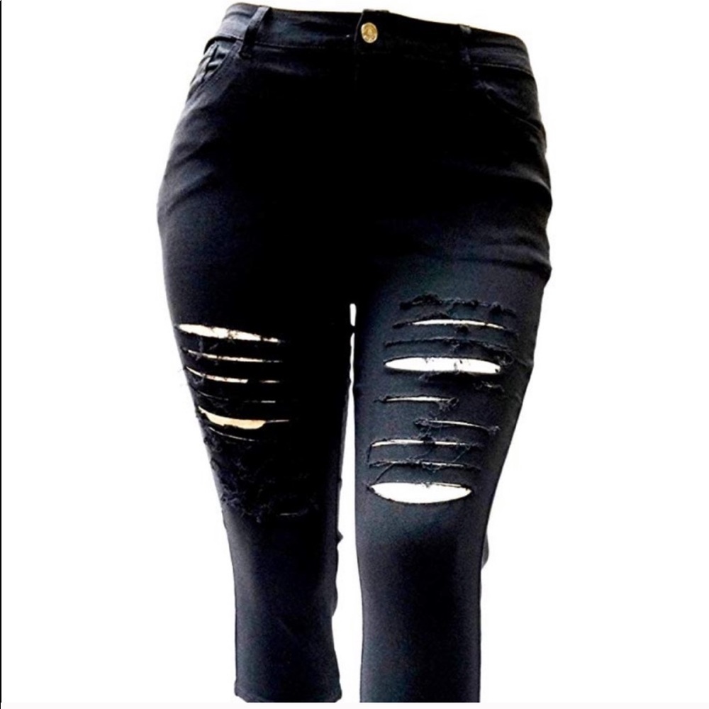 Jack David distressed black capris NWT